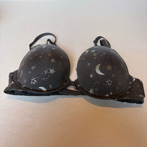 Victoria's Secret Perfect Shape Gray Bra with Star and Moon Pattern Size 34B - Picture 1 of 6